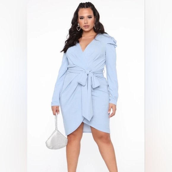 Fashion Nova Dresses & Skirts - FN light blue wrap dress 2x